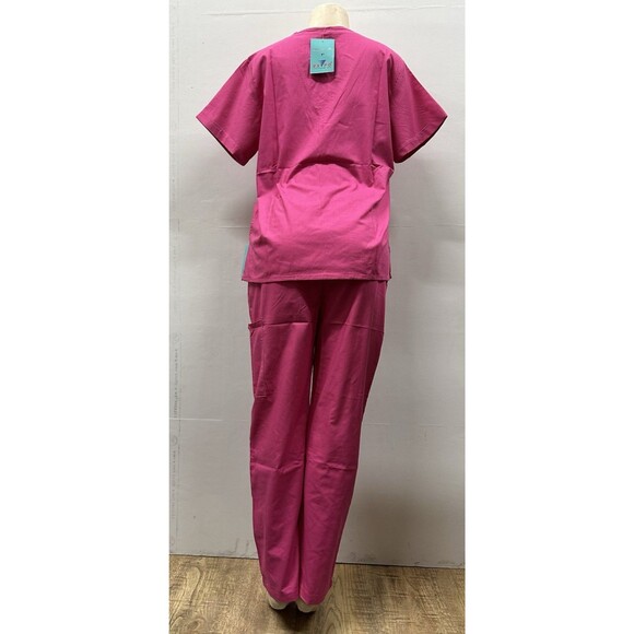Expo V Neck women size small nurse medical uniform pants and top pink - Picture 2 of 10